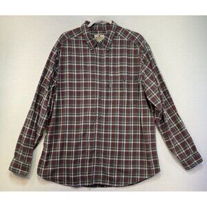 Woolrich Mens Button Down Shirt Size XLarge Red Gray Plaid Long Sleeve Outdoor